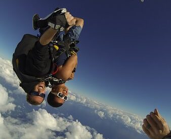 two people parachuting